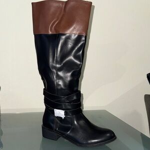 St. John's Bay Black and Brown Over the Knee Riding Boots